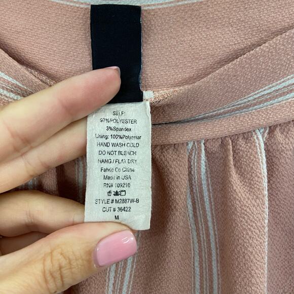 Windsor M Light Pink White Stripe Pull On Flowy Midi Skirt - Picture 7 of 9